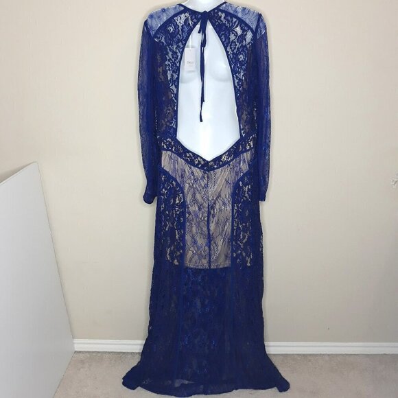 ASOS Truly You Dress Cut-out Lace Maxi Blue Plus Size 22 NWT - Picture 8 of 16